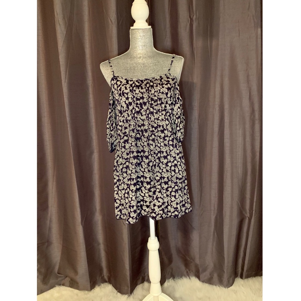 Cold-Shoulder Floral Print Mini Dress